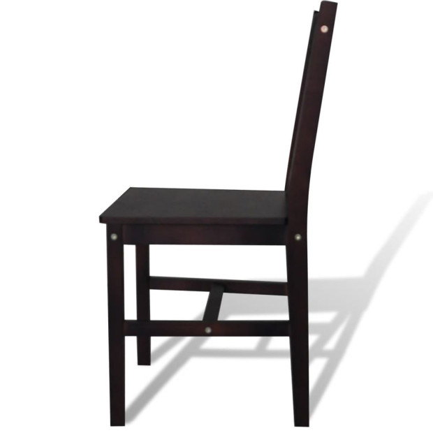 Dining Chairs 4 Pcs Dark Brown Pinewood Image 2