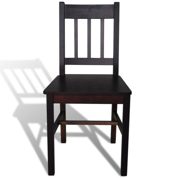 Dining Chairs 4 Pcs Dark Brown Pinewood Image 3