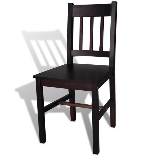 Dining Chairs 4 Pcs Dark Brown Pinewood Image 4