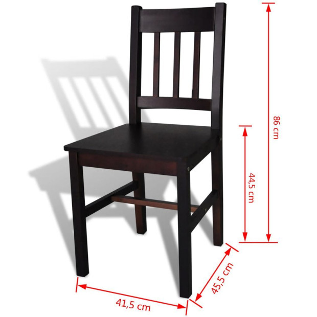 Dining Chairs 4 Pcs Dark Brown Pinewood Image 5