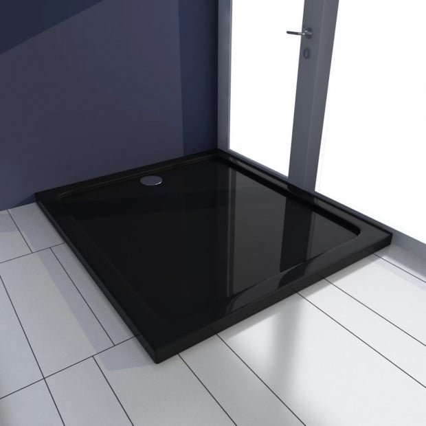 Rectangular Abs Shower Base Tray Black 80 X 90 Cm