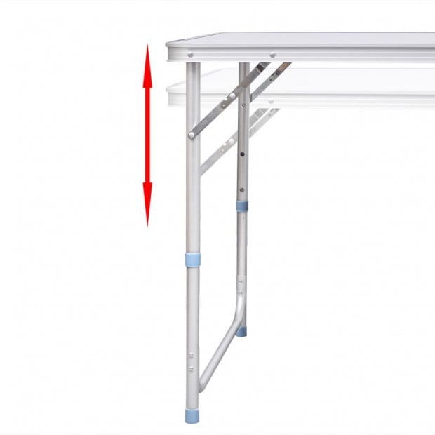 Foldable Camping Table Set With 6 Stools Height Adjustable 180x60cm Image 5