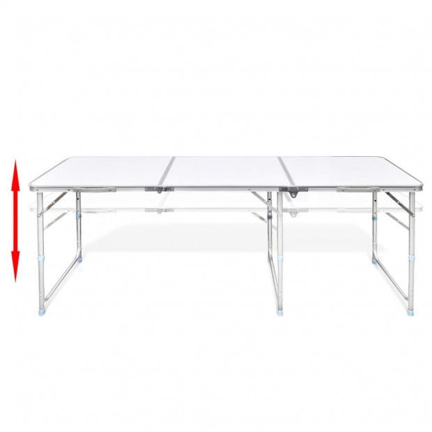 Foldable Camping Table Set With 6 Stools Height Adjustable 180x60cm Image 8