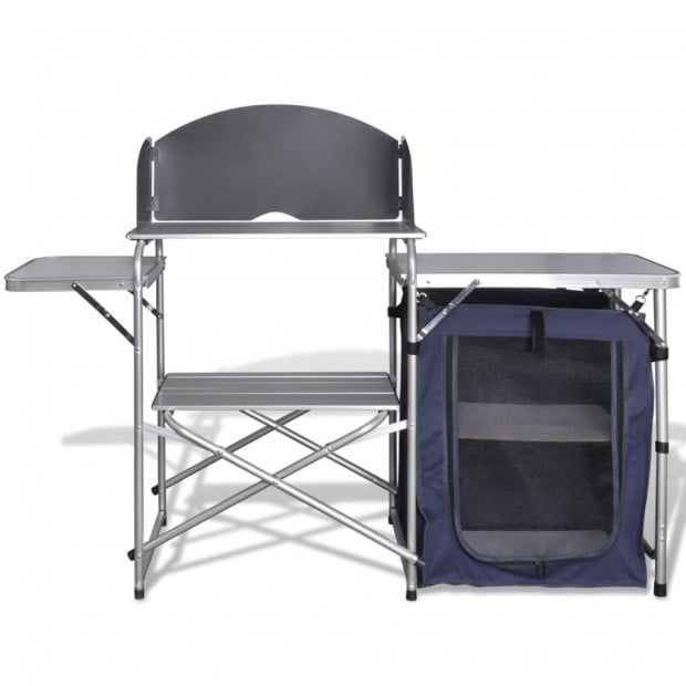 Foldable Camping Kitchen Unit With Windshield Aluminium Image 3