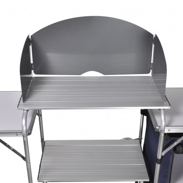 Foldable Camping Kitchen Unit With Windshield Aluminium Image 4