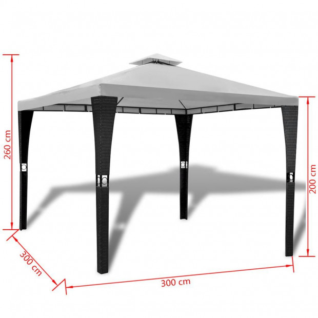 Poly Rattan Gazebo With Cream White Roof 3 X 3 M Image 7