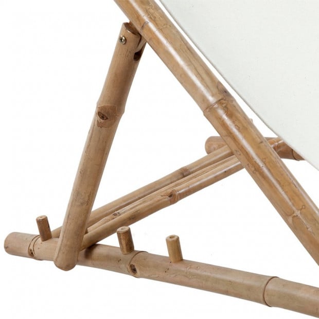 Outdoor Deck Chair Bamboo And Canvas Image 3