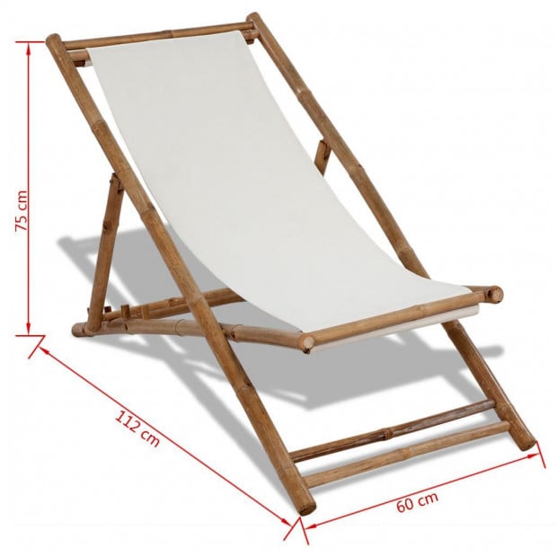 Outdoor Deck Chair Bamboo And Canvas Image 6
