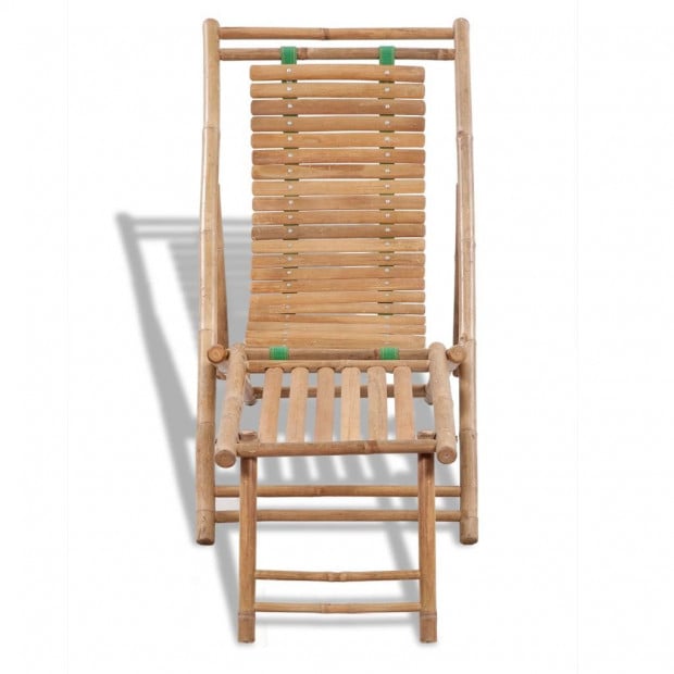 Outdoor Deck Chair With Footrest Bamboo Image 2