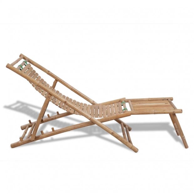 Outdoor Deck Chair With Footrest Bamboo Image 3