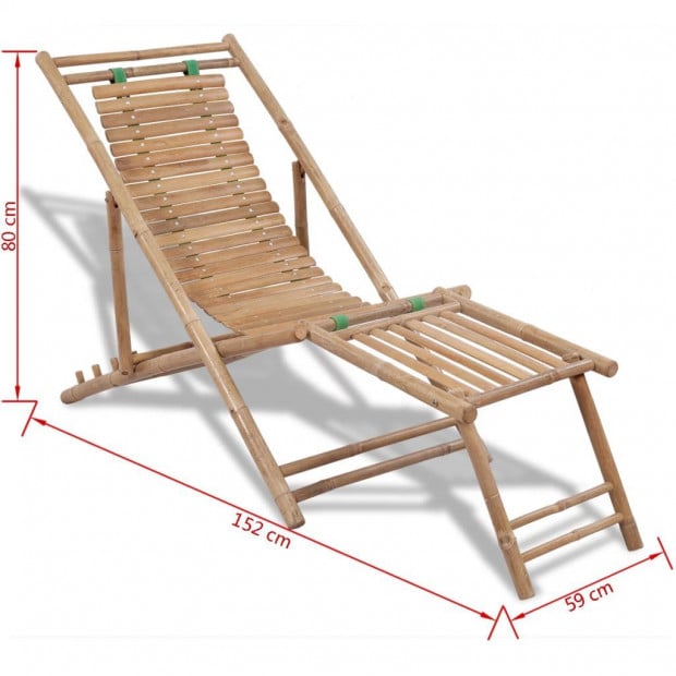 Outdoor Deck Chair With Footrest Bamboo Image 7