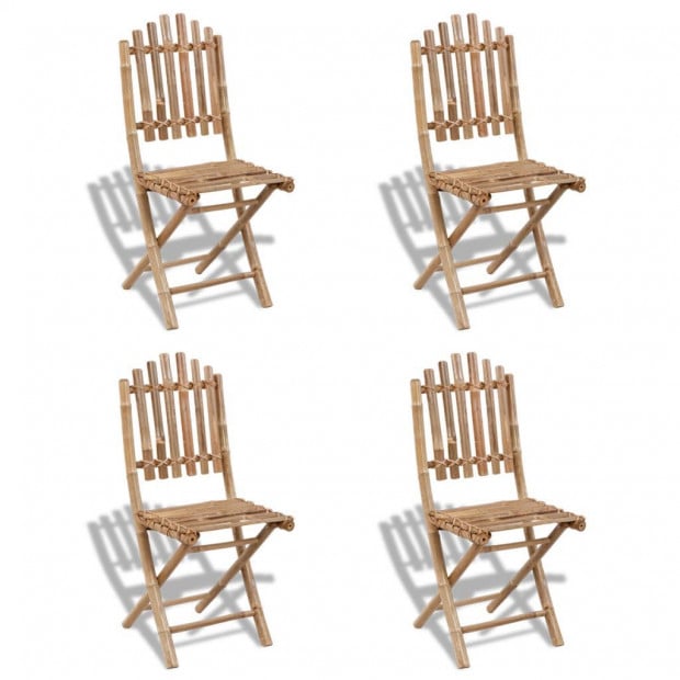 5 Piece Folding Outdoor Dining Set Bamboo Image 4
