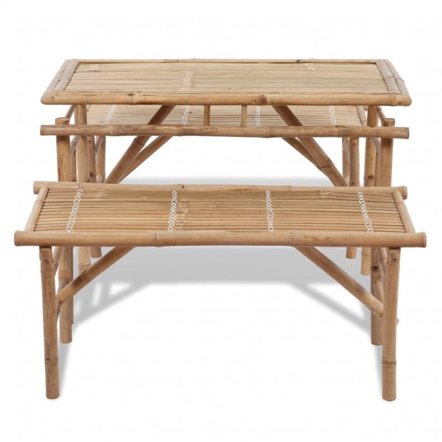 Beer Table With 2 Benches 100 Cm Bamboo Image 5