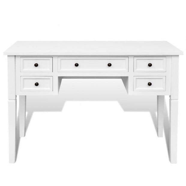 White Writing Desk With 5 Drawers Image 3