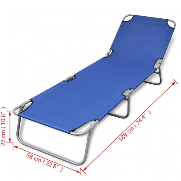 Folding Sun Lounger Powder-coated Steel Blue Image 6