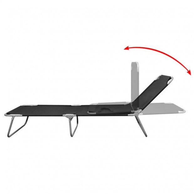 Folding Sun Lounger Powder-coated Steel Black Image 3