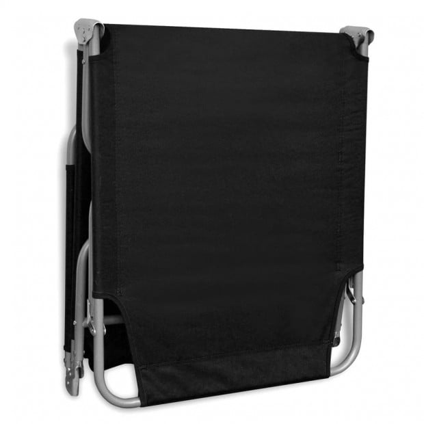 Folding Sun Lounger Powder-coated Steel Black Image 5