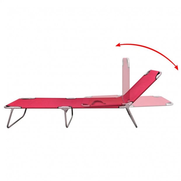 Folding Sun Lounger Powder-coated Steel Red Image 3