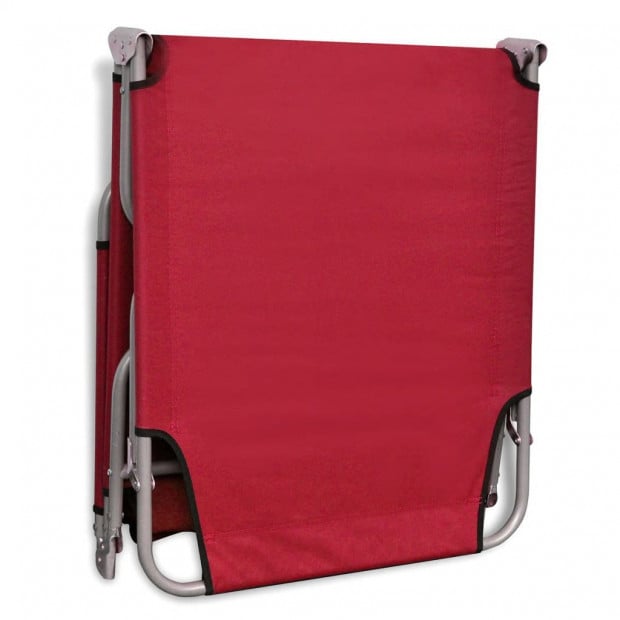 Folding Sun Lounger Powder-coated Steel Red Image 5