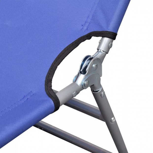 Folding Sun Lounger With Head Cushion Powder-coated Steel Blue Image 5
