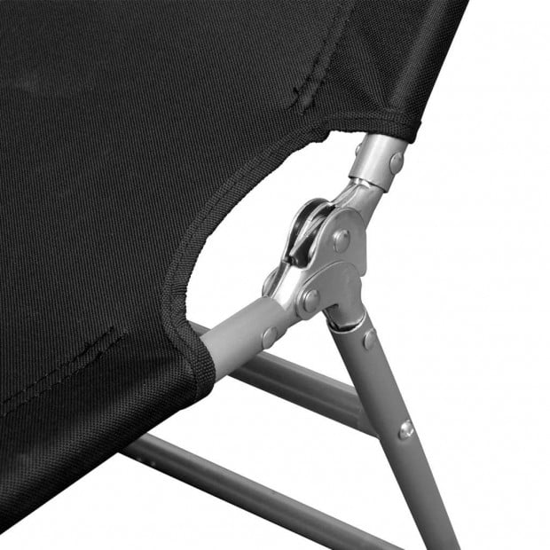 Folding Sun Lounger With Head Cushion Powder-coated Steel Black Image 5