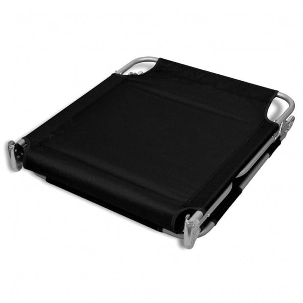Folding Sun Lounger With Head Cushion Powder-coated Steel Black Image 6