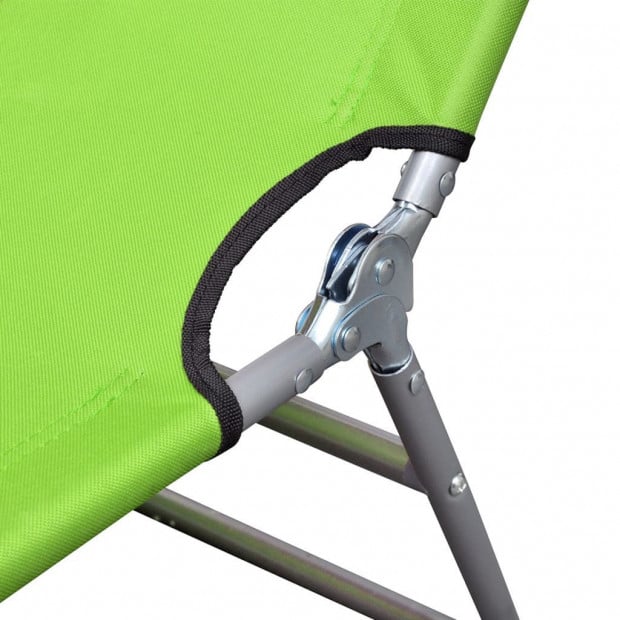 Folding Sun Lounger With Head Cushion Powder-coated Steel Green Image 5