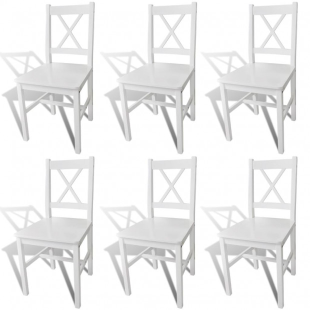 Dining Chairs 6 Pcs White Pinewood