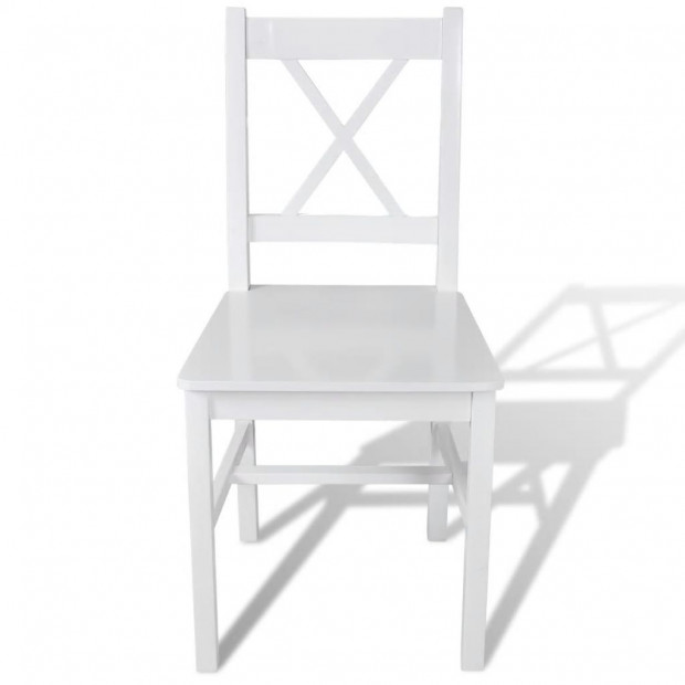 Dining Chairs 6 Pcs White Pinewood Image 2