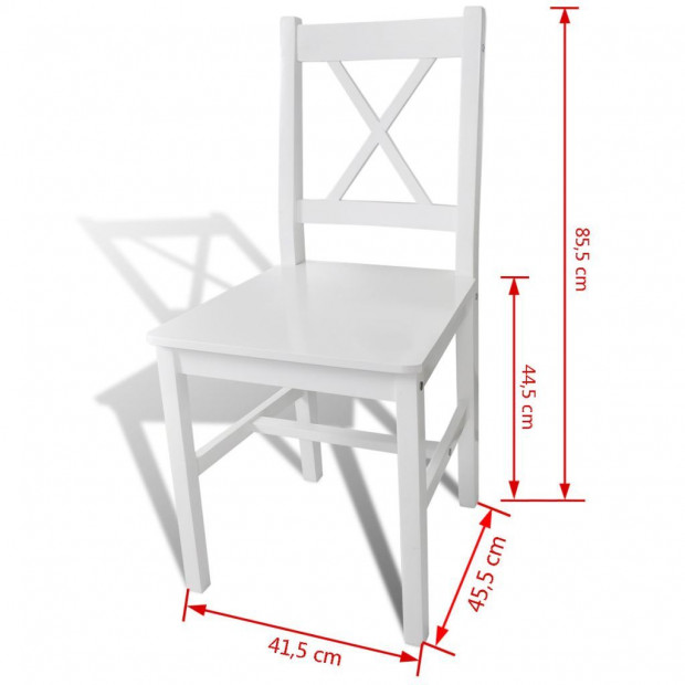 Dining Chairs 6 Pcs White Pinewood Image 5