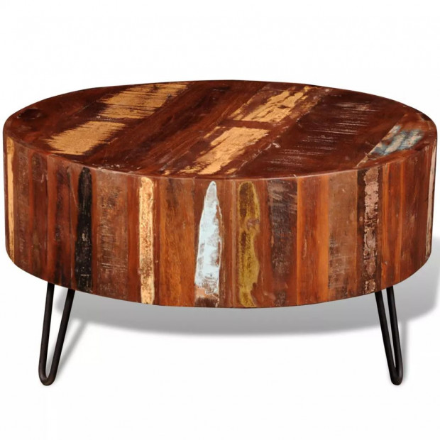 Coffee Table Solid Reclaimed Wood Round Image 6