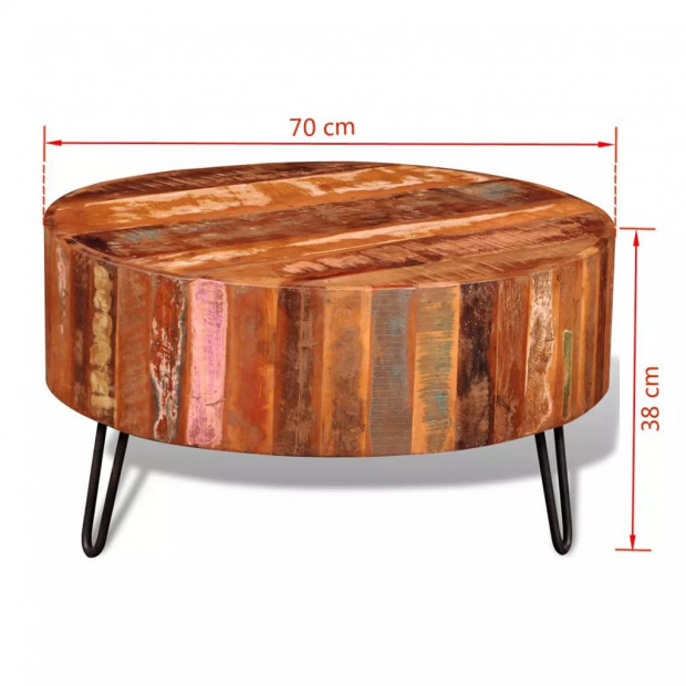Coffee Table Solid Reclaimed Wood Round Image 8