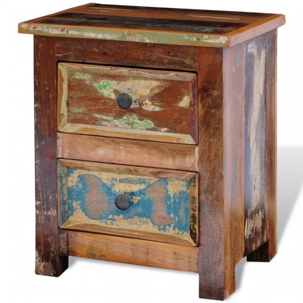 Nightstand With 2 Drawers Solid Reclaimed Wood Image 5