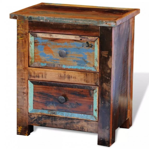 Nightstand With 2 Drawers Solid Reclaimed Wood Image 6
