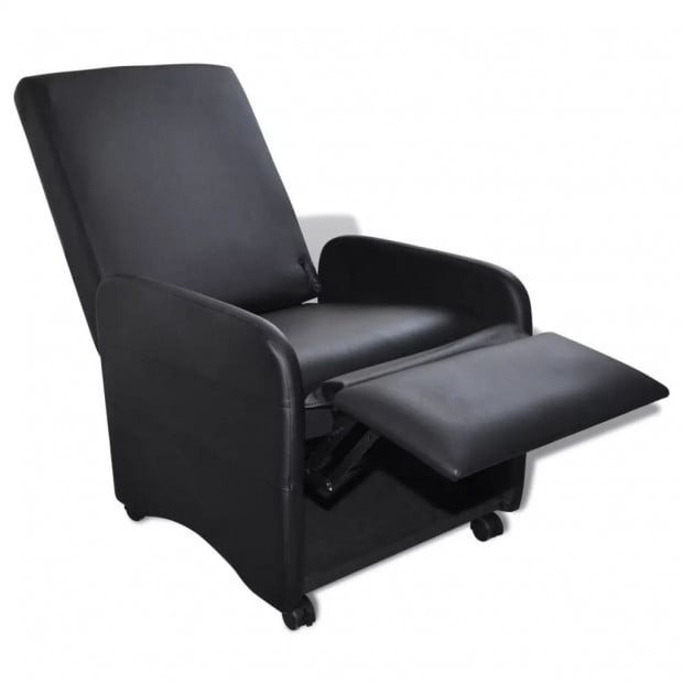 Folding Armchair Black Faux Leather Image 2
