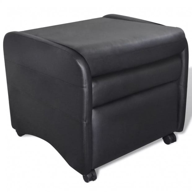 Folding Armchair Black Faux Leather Image 3