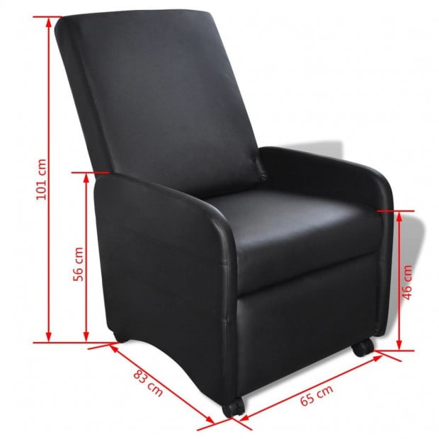 Folding Armchair Black Faux Leather Image 5