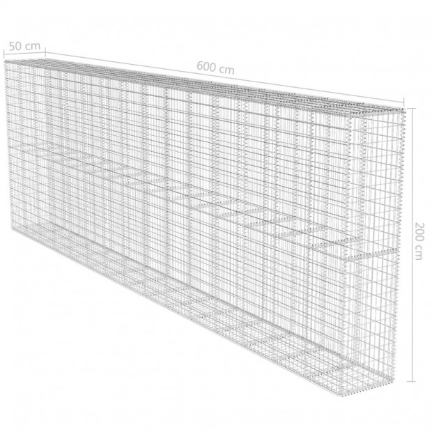 Gabion Wall With Cover Galvanised Steel 600x50x200 Cm Image 6