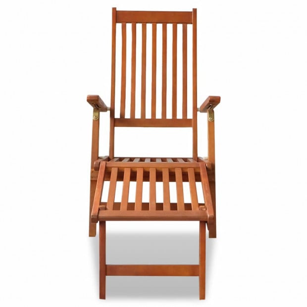 Outdoor Deck Chair With Footrest Solid Acacia Wood Image 2