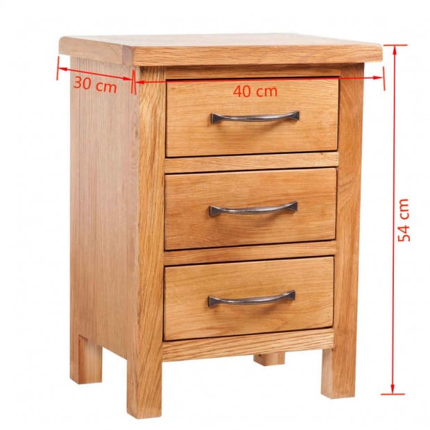 Nightstand With 3 Drawers 40x30x54 Cm Solid Oak Wood Image 5