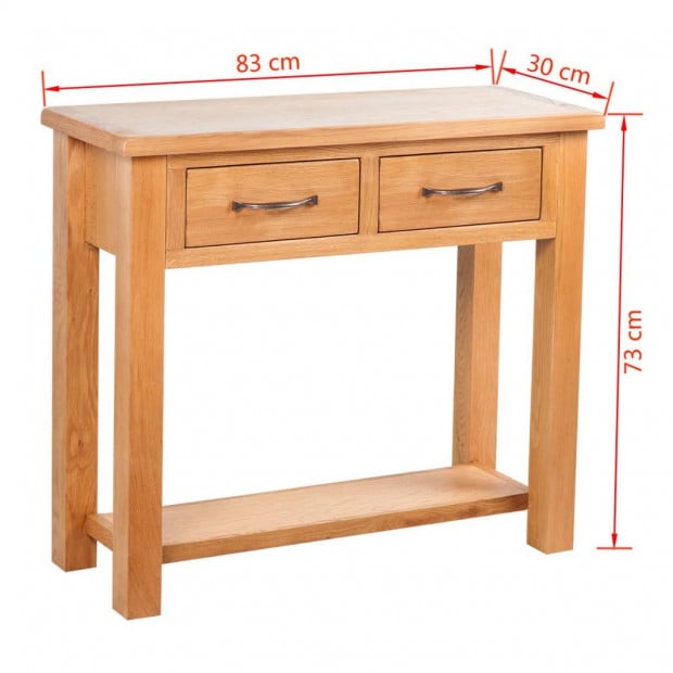 Console Table With 2 Drawers 83x30x73 Cm Solid Oak Wood Image 6