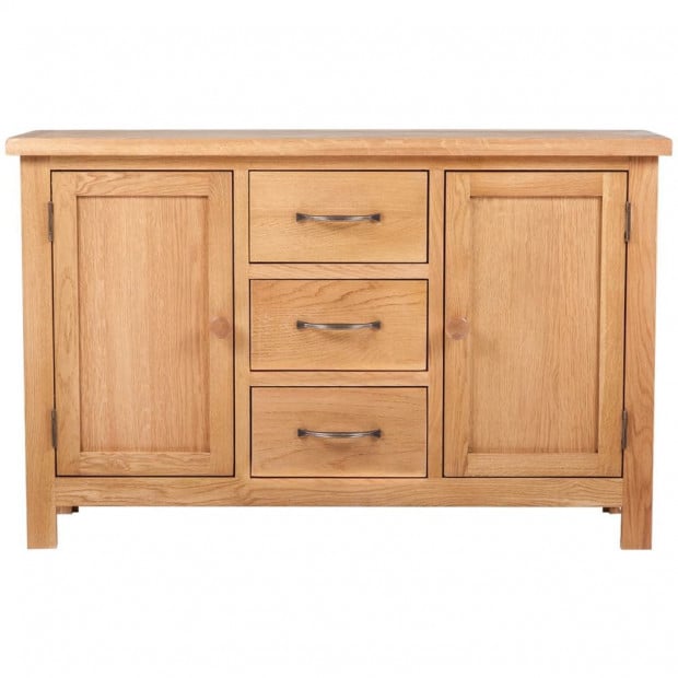 Sideboard With 3 Drawers 110x33,5x70 Cm Solid Oak Wood Image 2
