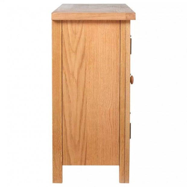 Sideboard With 3 Drawers 110x33,5x70 Cm Solid Oak Wood Image 6