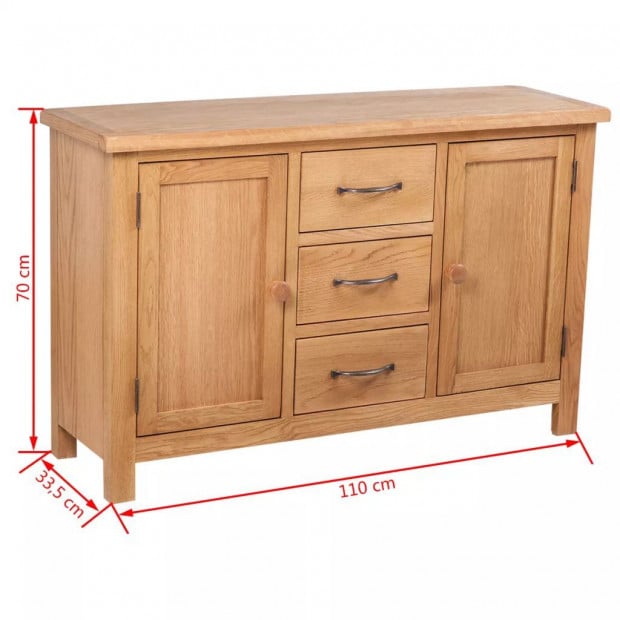 Sideboard With 3 Drawers 110x33,5x70 Cm Solid Oak Wood Image 7