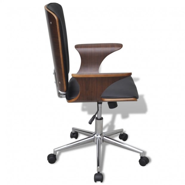 Swivel Office Chair Bentwood With Artificial Leather Upholstery Image 3