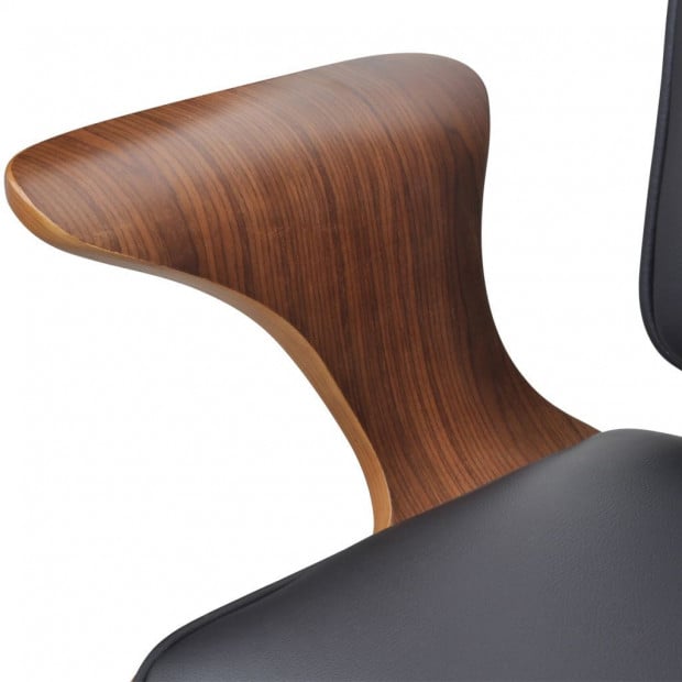Swivel Office Chair Bentwood With Artificial Leather Upholstery Image 4