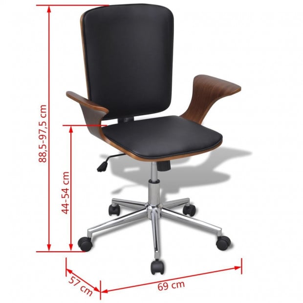 Swivel Office Chair Bentwood With Artificial Leather Upholstery Image 5