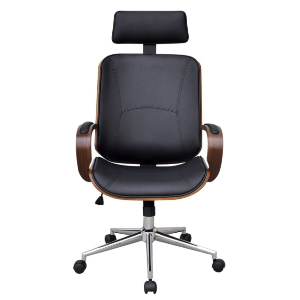 Swivel Office Chair With Headrest Bentwood Artificial Leather Image 2