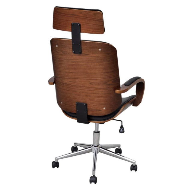 Swivel Office Chair With Headrest Bentwood Artificial Leather Image 3