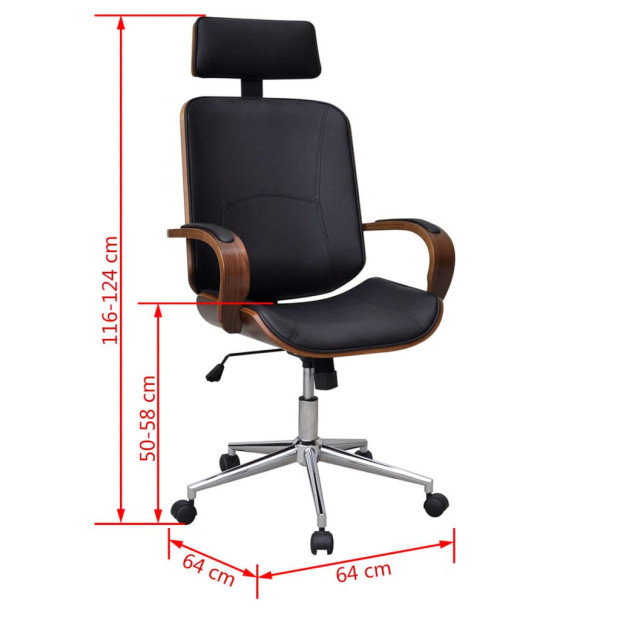 Swivel Office Chair With Headrest Bentwood Artificial Leather Image 5